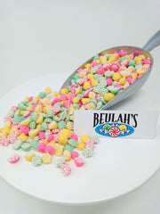 Beulah's Candyland mints in a glass bowl at a table, attractive event display