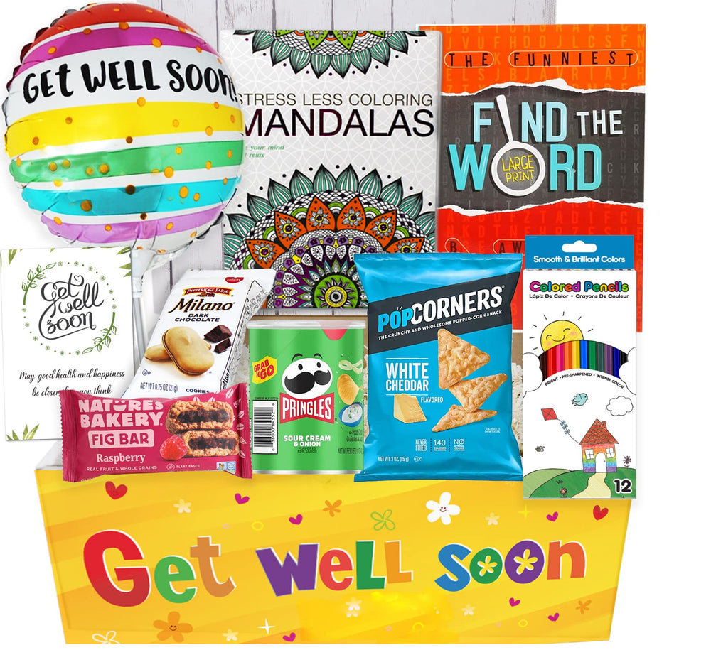 Beyond The Box front packaging showing full get well care package and contents, convenient gift
