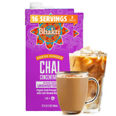 Bhakti front packaging 32oz carton showing unsweetened chai concentrate benefit quick mixing