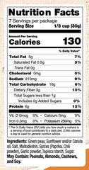 Bhuja nutrition label close-up illustrating protein content and clean ingredients