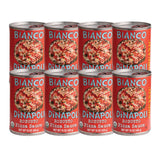 bianco dinapoli front can label showing organic robusto sauce branding and benefits