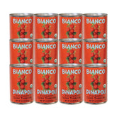 Bianco DiNapoli front can showing organic fire roasted diced tomatoes for instant flavor