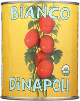 Bianco DiNapoli front can view showing label and organic claim, highlights quality