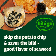 bibigo chip pack held in hand to show scale and travel-friendly single-serve convenience