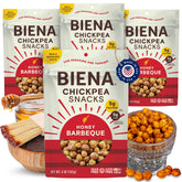 BIENA front packaging showing barbecue flavor and 4-pack benefits