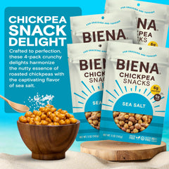 BIENA close-up of roasted chickpea texture highlighting crunchy bite