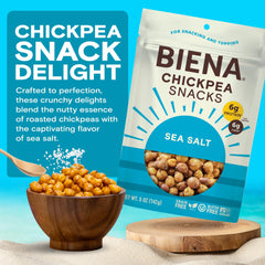 BIENA close-up of roasted chickpeas highlighting crisp texture and crunch