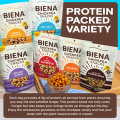 BIENA close-up of roasted chickpea texture highlighting crispy crunch benefit