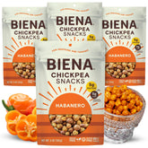 BIENA front pack showing habanero chickpeas, bold flavor benefit
