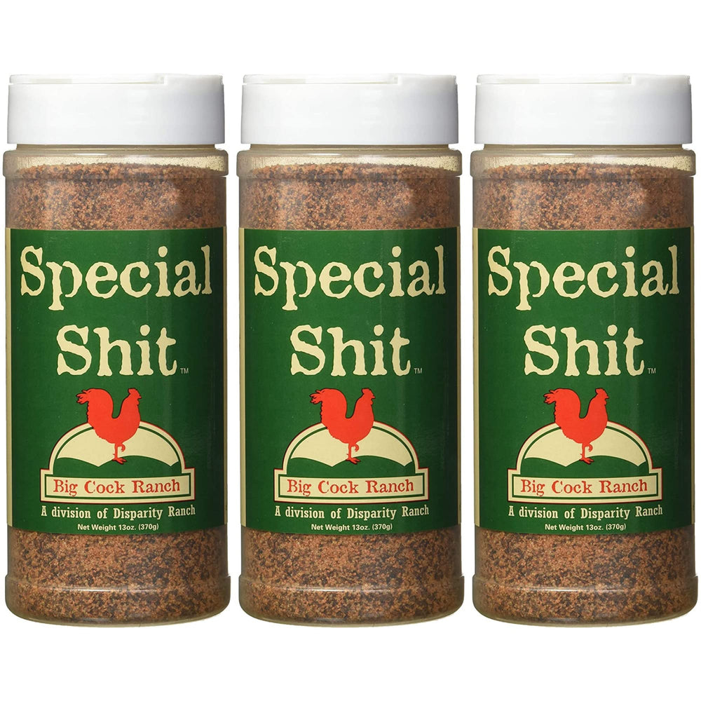 Big Cock Ranch shaker front view showing label and bold seasoning for grilling