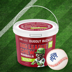 Big League Chew gumball texture detail emphasizing chew quality and bold flavor