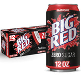 Big Red zero sugar front packaging showing 12-pack and branding for convenient stocking