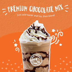 Big Train blended white chocolate frappe in glass demonstrating rich frozen drink appeal