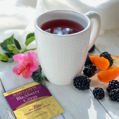 Bigelow foil-wrapped single tea bag pouch highlighting freshness and portability