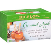 Bigelow front packaging showing caramel apple black tea and 108 count freshness