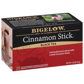 Bigelow Tea front packaging showing cinnamon stick black tea and brand for clear identification