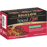 Bigelow front box view showing decaffeinated spiced chai for pantry convenience