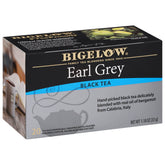 Bigelow front box showing Earl Grey branding and pack quantity preserves freshness