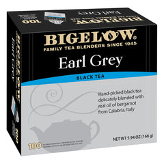 Bigelow Tea front packaging showing 100-count and brand for shelf appeal