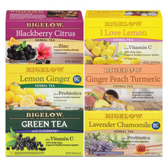 Bigelow front packaging showing variety pack and 110 count for selection convenience