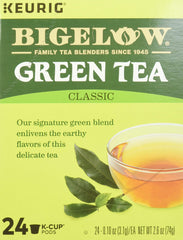 Bigelow brewed green tea in cup showing clear color and soothing aroma