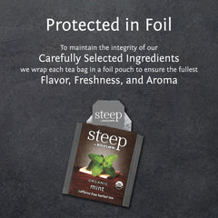 Bigelow Tea tea bag steeping in cup delivering clear mint infusion and visual brewing benefit