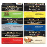 Bigelow pack front showing six-flavor variety for convenient selection
