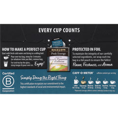 Steeped cup of Bigelow Peak Energy tea, clearheaded energy suggestion
