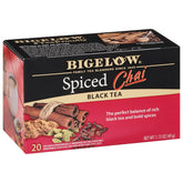 Bigelow front packaging showing spiced chai blend and pack quantity