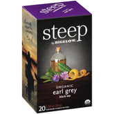 Bigelow steep front packaging showing 6 boxes and product benefits