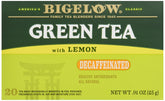 Bigelow Tea box front showing lemon green tea branding and convenience