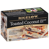 Bigelow toasted coconut almond bark front box showing branding and flavor benefits