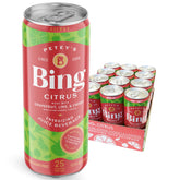 Bing front packaging showing 12 pack and fresh citrus benefit