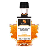 BIODELICES maple-leaf bottle front view showing elegant presentation and premium appeal
