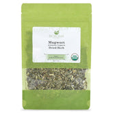 Biokoma front pouch displaying organic mugwort and resealable benefit