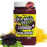 Biolore jar front view showing elderberry sea moss gel and label benefit convenience