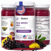 Biolore front jar showing elderberry sea moss gel and brand clarity benefit