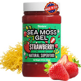 Biolore front jar showing strawberry sea moss gel and clear label benefit