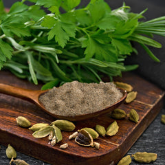 Birch & Meadow cardamom stirred into tea for warming flavor