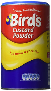 Bird's vanilla custard powder 600g pack front showing label and benefits
