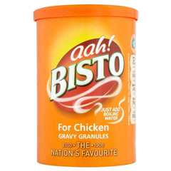 Bisto chicken gravy jar front view showing label and quick use benefit