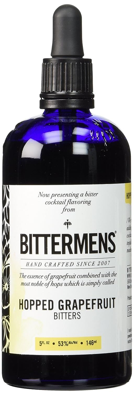 Bittermens bottle front packaging showing label and 5oz size, highlighting citrus flavor