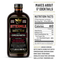 Bittermilk label close-up highlighting bartender-crafted ingredients