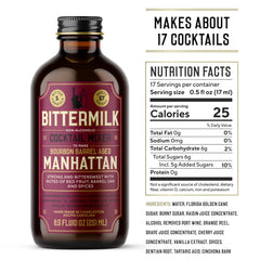 Bittermilk label close-up showing ingredients and artisanal craftsmanship benefit