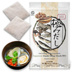 BJDesign front packaging showing 15 dashi sachets and clean design benefit