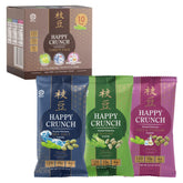 BJDesign front packaging showing the Happy Crunch variety box and flavor icons for easy selection