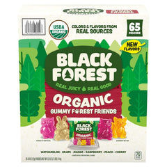 Black Forest front packaging showing 65-count organic pouch box and benefits