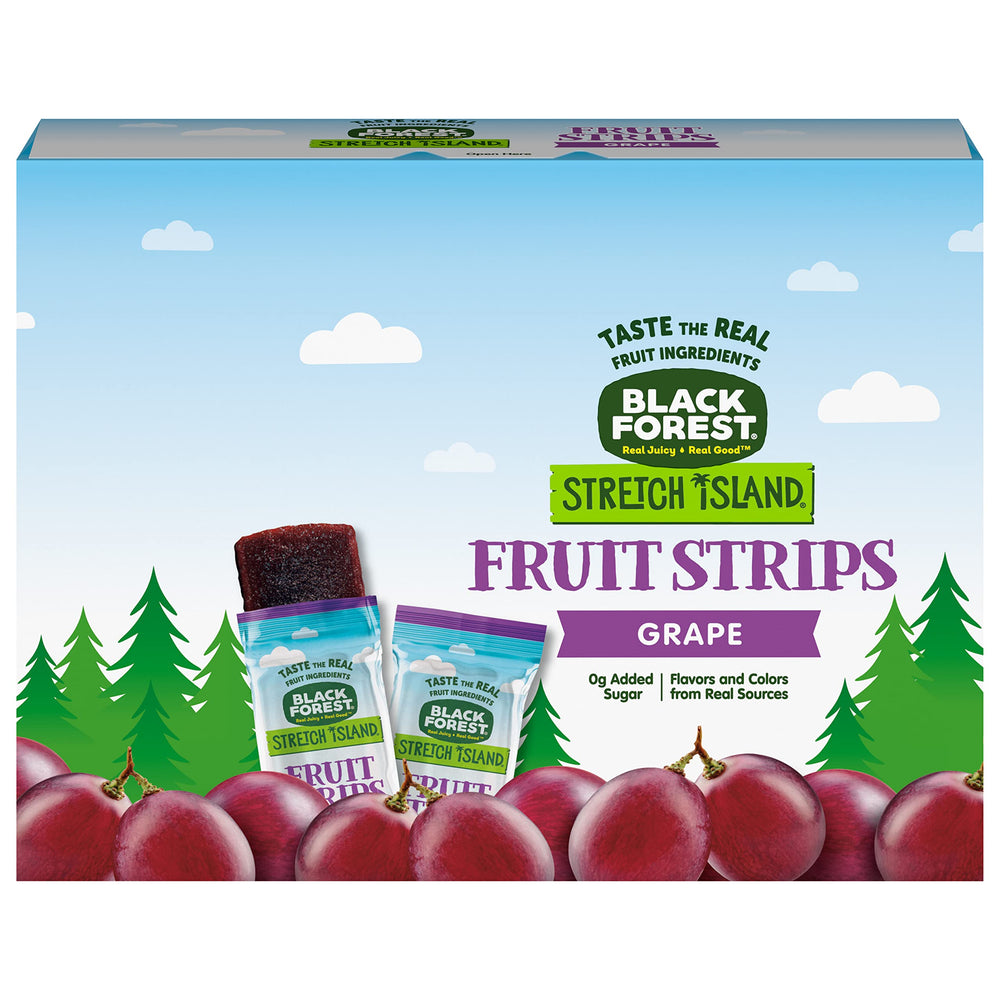 Black Forest front packaging showing grape strips and box benefits