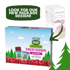 Black Forest single unwrapped raspberry strip displaying soft texture and chewability