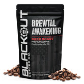 Blackout Coffee Brewtal Awakening front packaging showing bold branding and roast level benefit